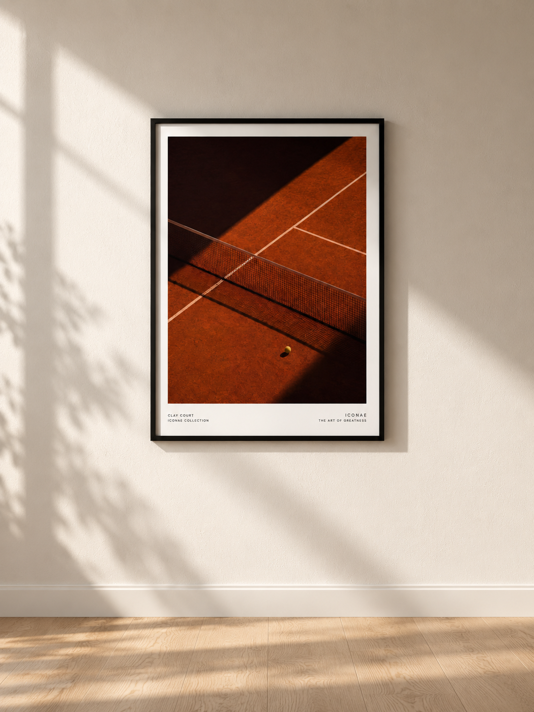 Clay Court — cadre noir sur mur nu