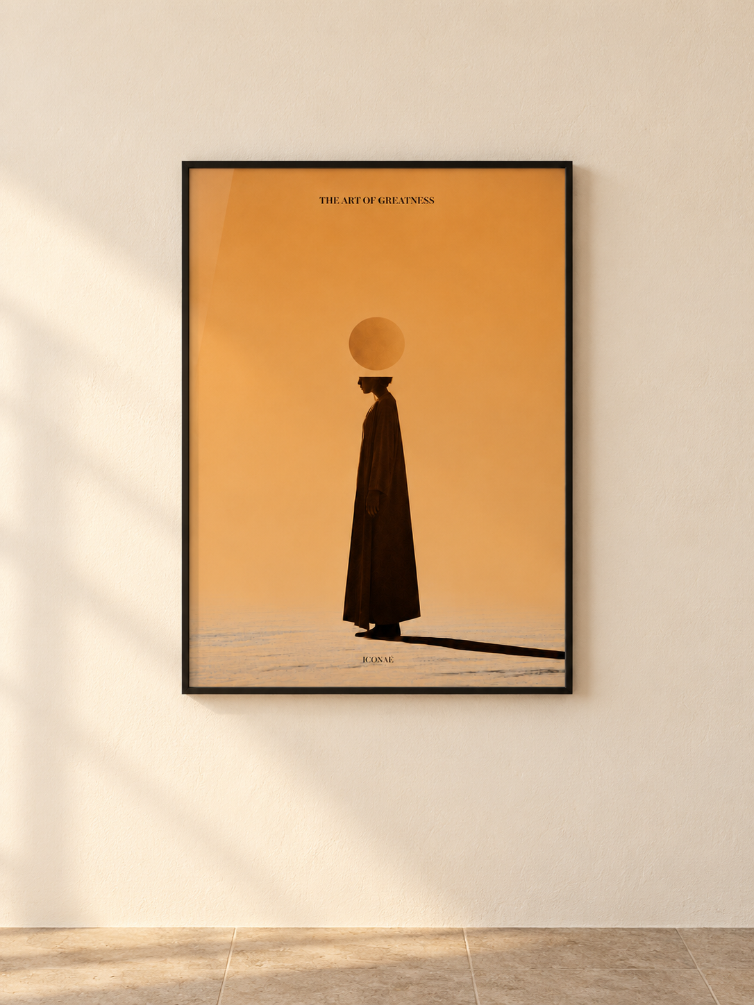 Lost the desert — cadre noir sur mur nu